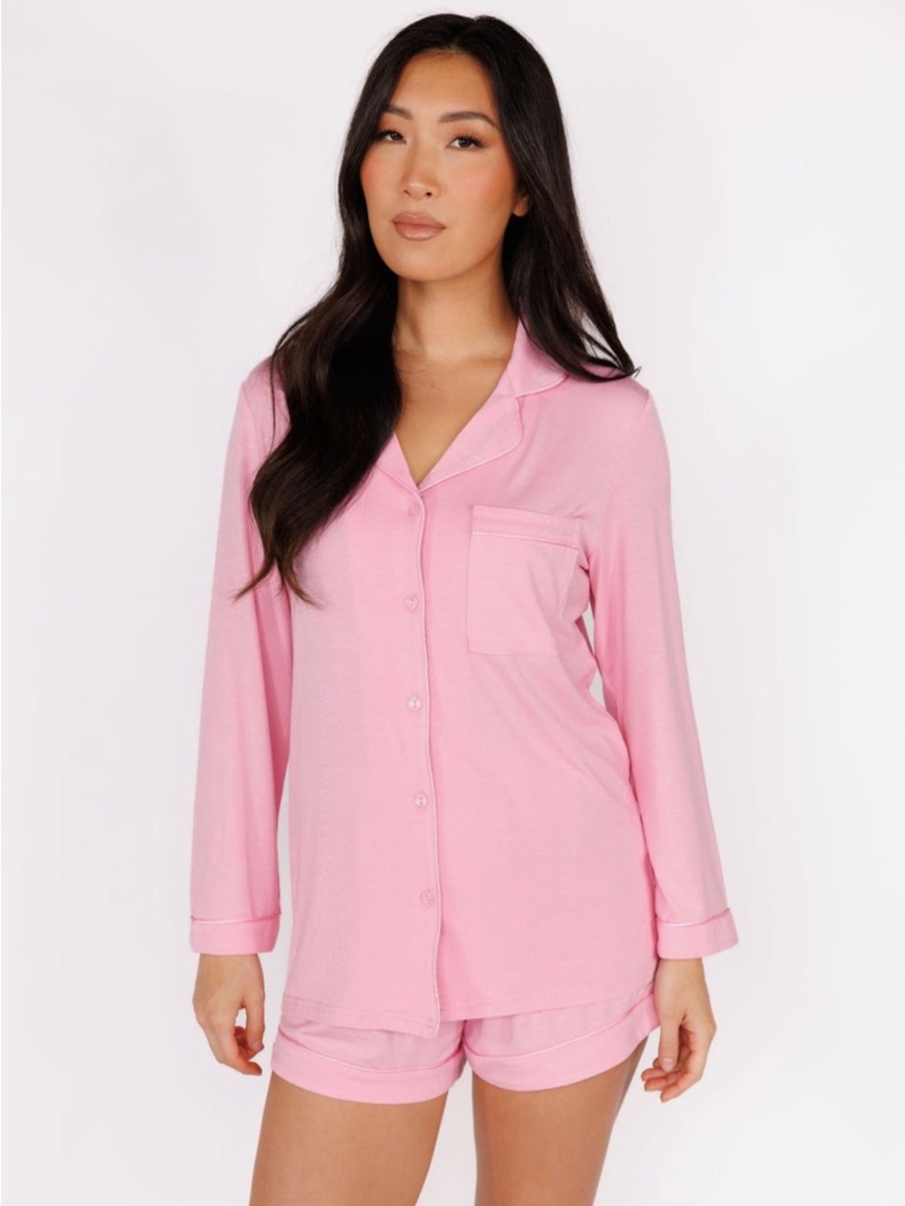 NEW NWT In My Sundays Primrose Pink Long Sleeve & Short Pajama Set Medium